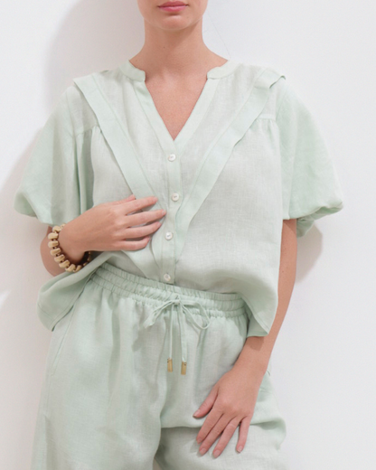 Camisa Valeria Lino Verde Matcha