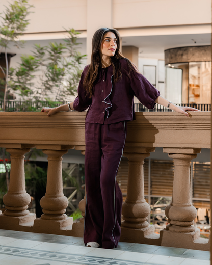Pantalon Coral Lino Bordo