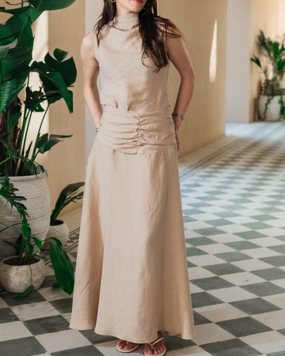 Pollera Iciar Larga Lino Beige