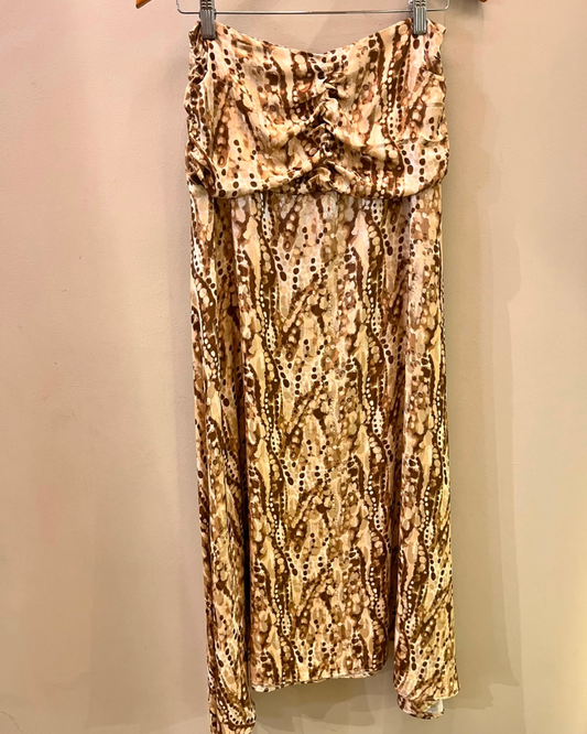 Pollera Iciar Larga Jacquard Print Beige