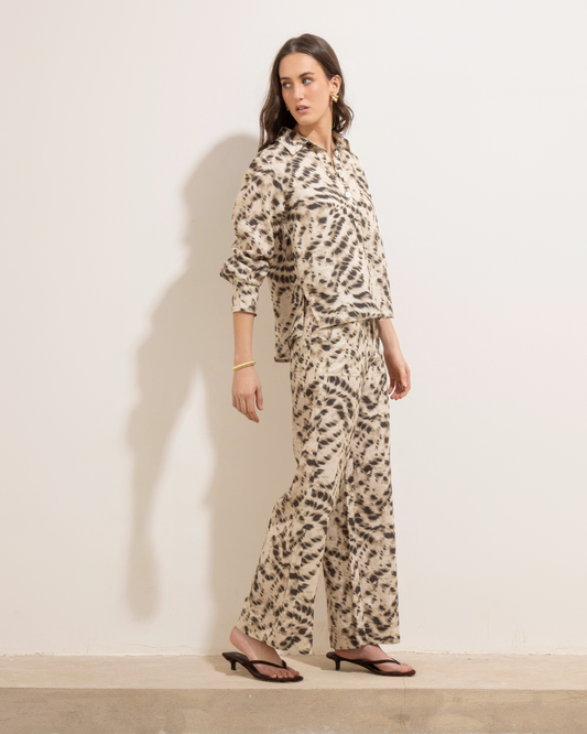 Pantalon Cruz Animal Print Beige