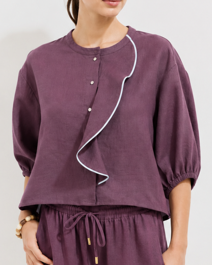 Camisa Coral Lino Bordo