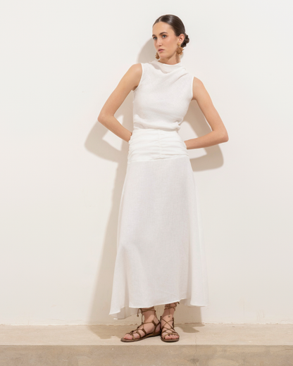 Pollera Iciar Larga Lino Off White