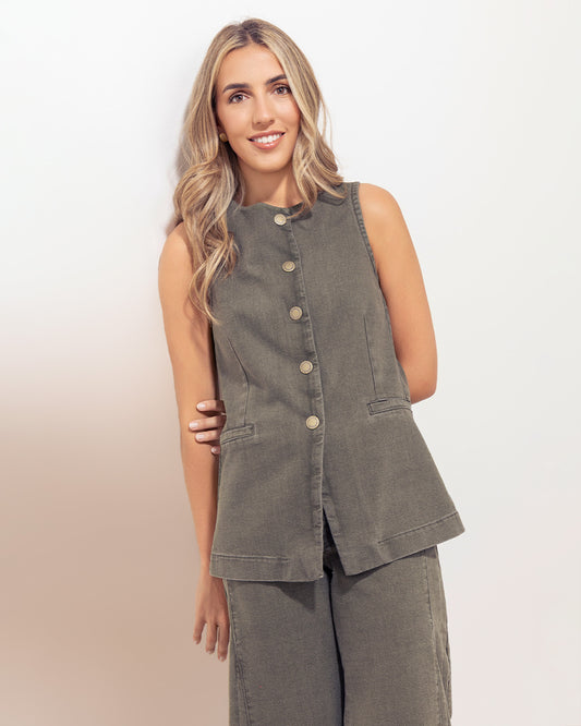 Chaleco Oxford Verde Musgo