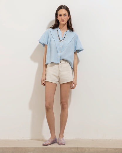 Camisa Valeria Lino Blue Aura
