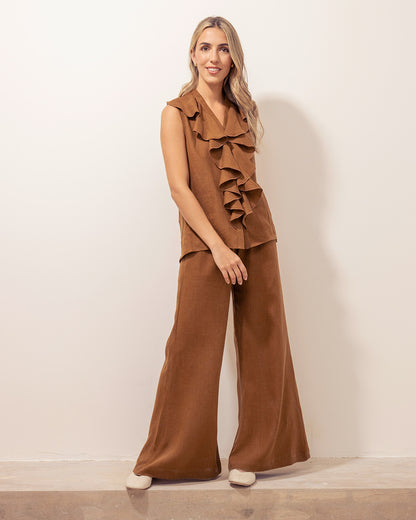 Blusa Bella Lino Cafe