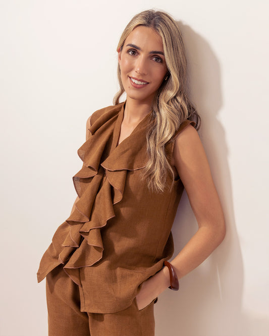 Blusa Bella Lino Cafe