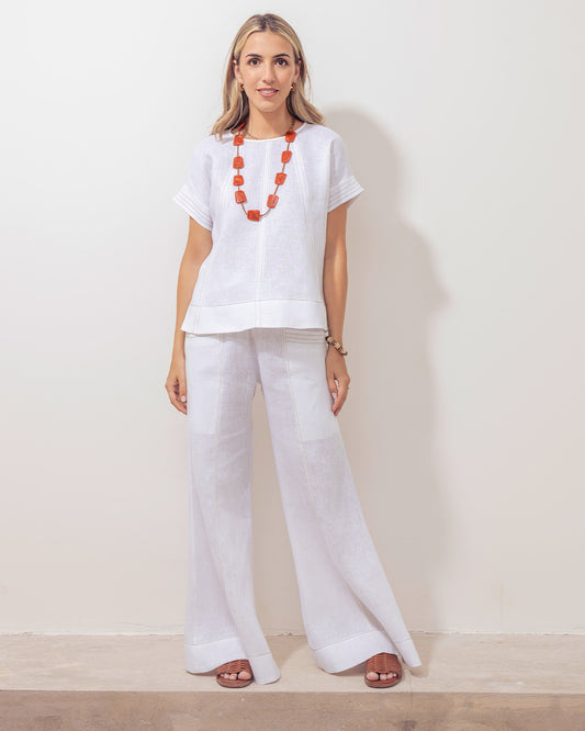 Pantalon Filipa Lino Blanco