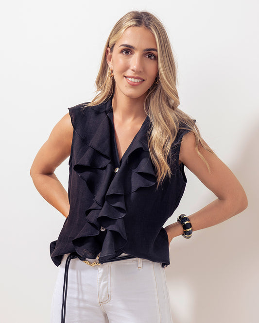 Blusa Bella Lino Negro