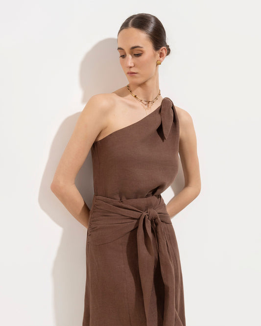 Blusa Nina Lino Chocolate