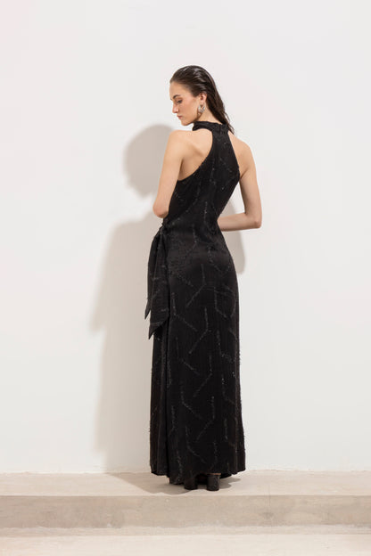 Vestido Nina Seda Etnico Negro