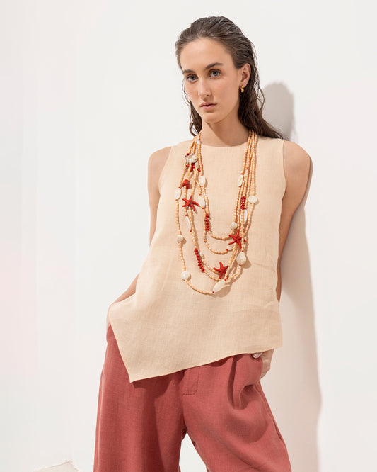 Blusa Irma Lino Beige