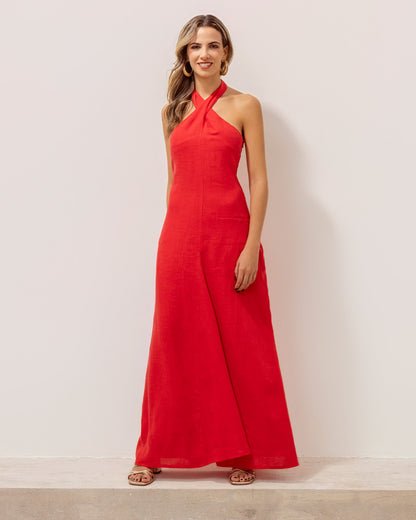 Vestido Santander Lino Rojo