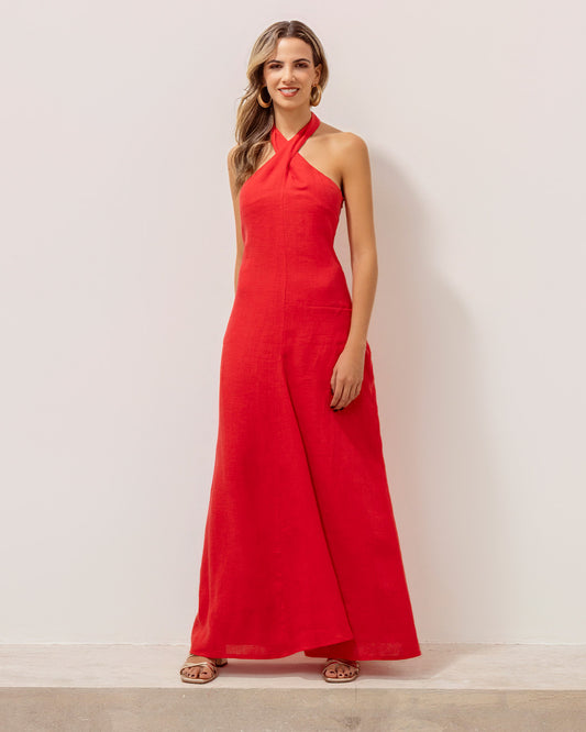 Vestido Santander Lino Rojo