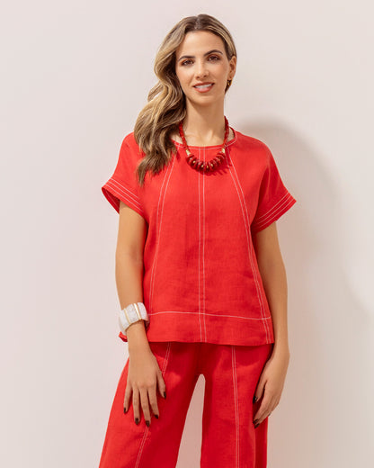 Blusa Filipa Lino Rojo