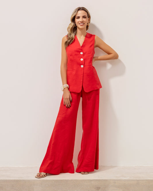 Pantalon Ara Lino Rojo