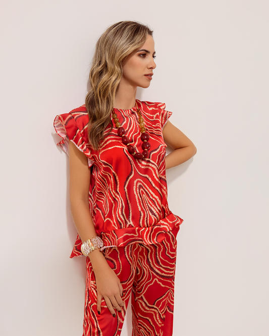 Blusa Isabel Ondas Rojas