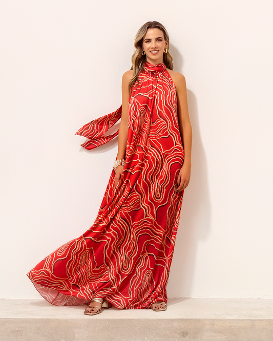 Vestido Lu Ondas Rojas