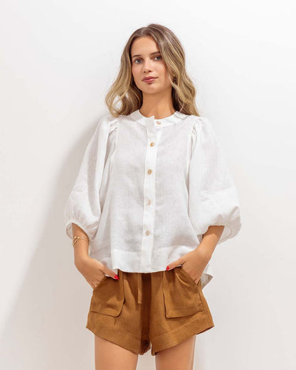 Camisa Gema Lino Blanca