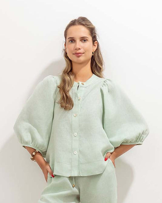 Pantalon Ara Lino Verde Matcha