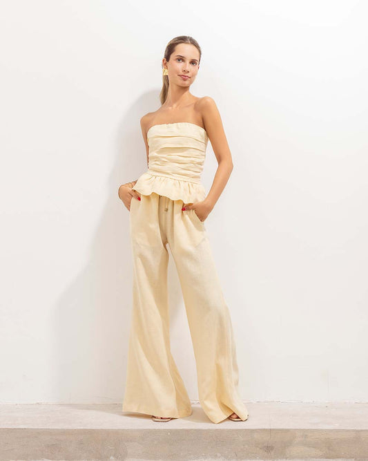 Pantalon Ara Lino Vainilla