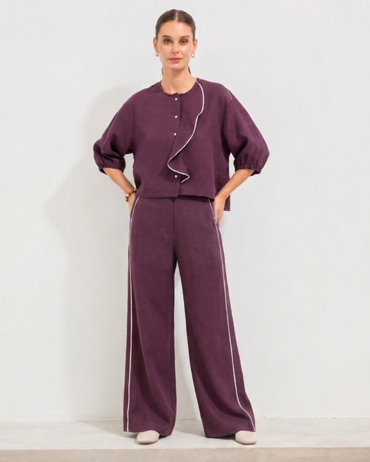 Pantalon Coral Lino Bordo