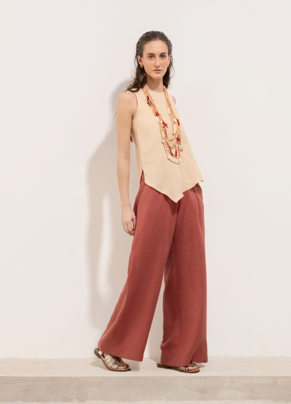 Pantalon Ceci Lino Ganache