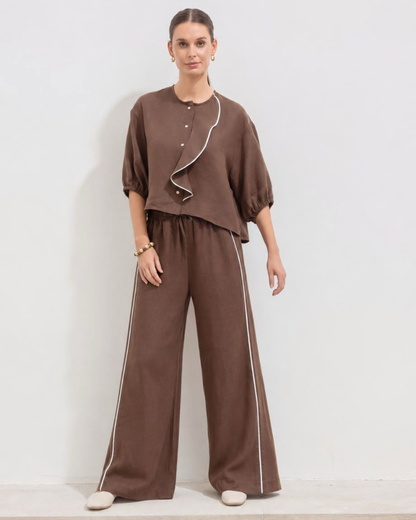 Pantalon Coral Lino Chocolate