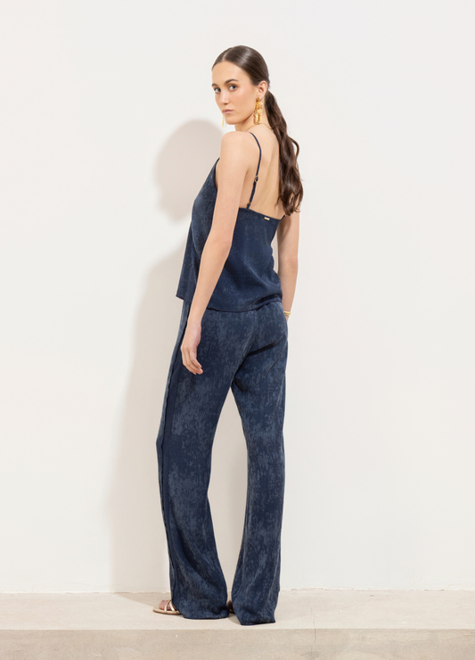 Pantalon Cuca Jaspeado Felpa Azul