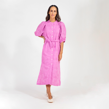 Vestido Gema Broderie Lavanda