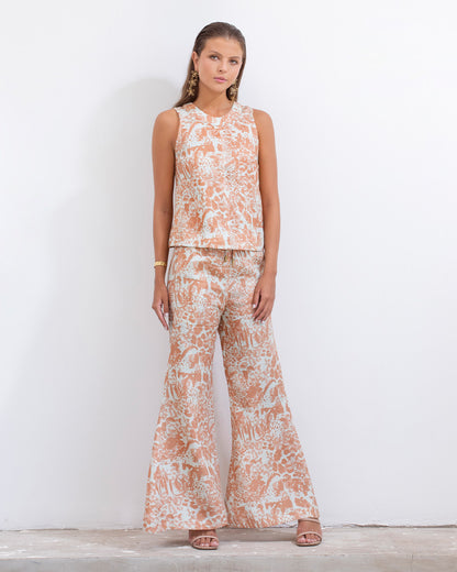 Blusa Sofia Lino Print Aqua
