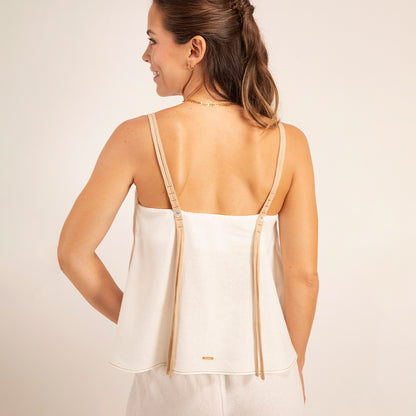 Blusa Paula Natural y Beige