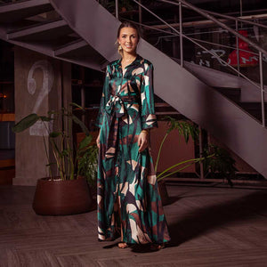 Vestido Camisero Marga Verde Marron