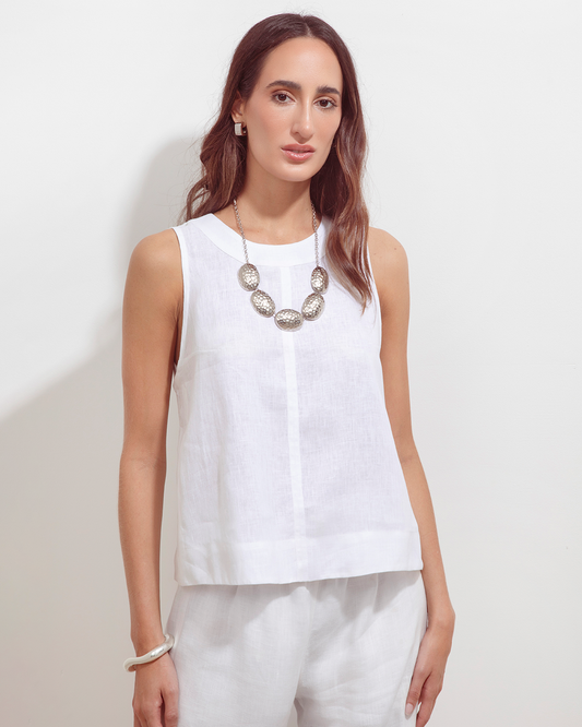 Blusa Sofia Lino Blanco