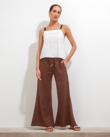 Blusa Teresita Natural Y Chocolate