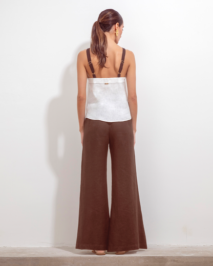 Blusa Teresita Natural Y Chocolate