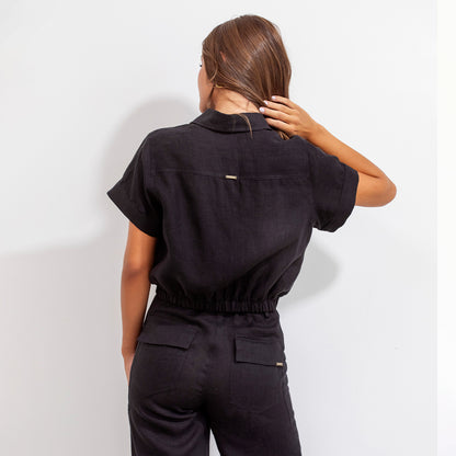 Camisa Isa Lino Negro