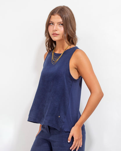 Blusa Jimena Lino Azul