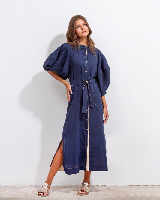 Vestido Gerald Lino Azul