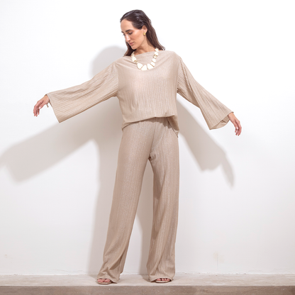Pantalón Tania Brillito Beige