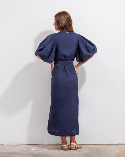 Vestido Gerald Lino Azul