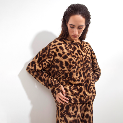 Buzo Serena Print Beige Y Negro