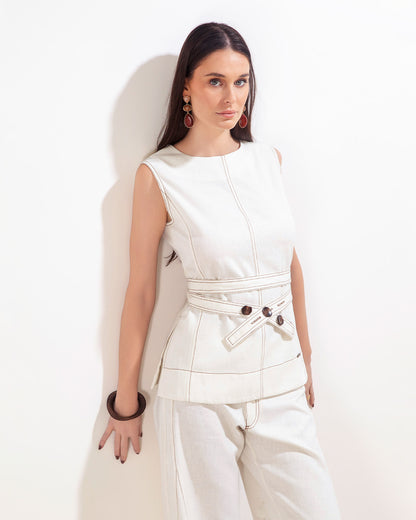 Blusa Celia Natural Y Chocolate