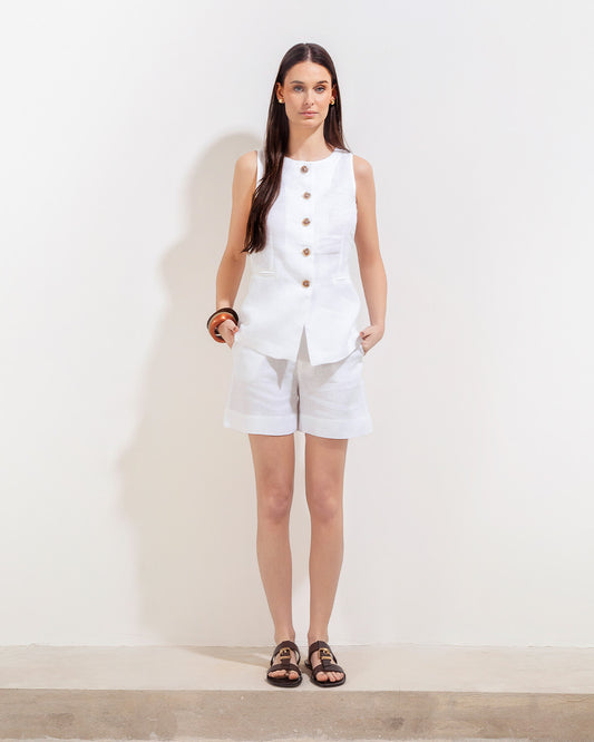 Chaleco Oxford Lino Blanco