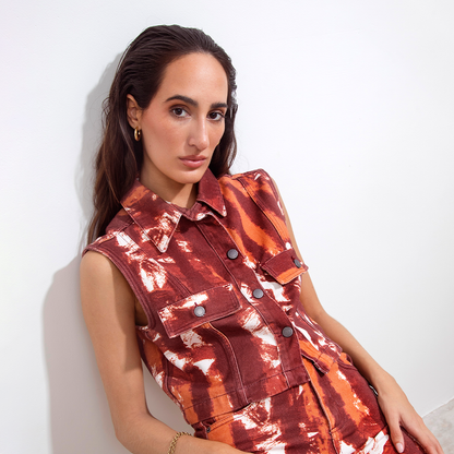 Chaleco Ines Batik Bordo