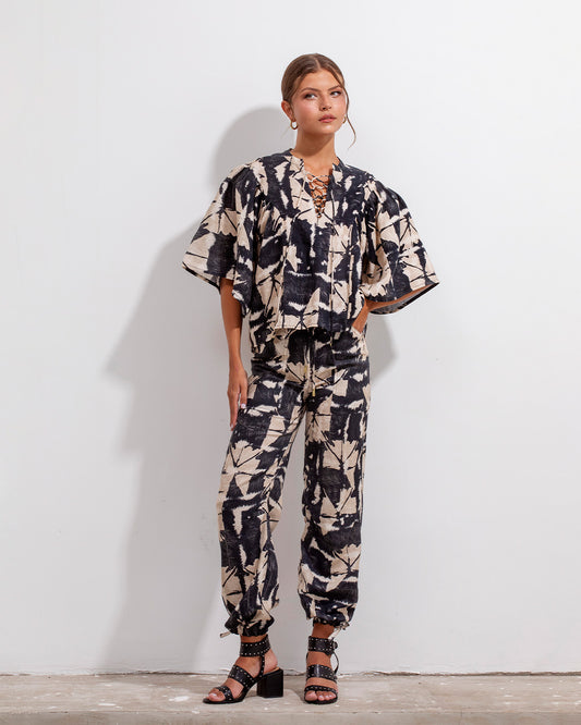 Babucha Isa Lino New Batik Negro