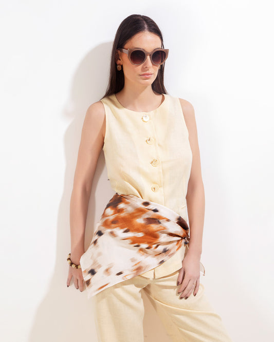 Chaleco Oxford Lino Vainilla