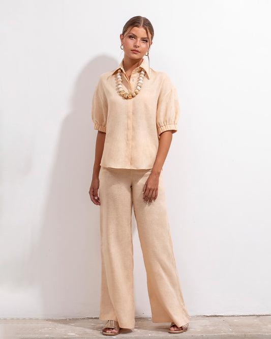 Camisa Mar Lino Beige