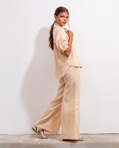 Camisa Mar Lino Beige