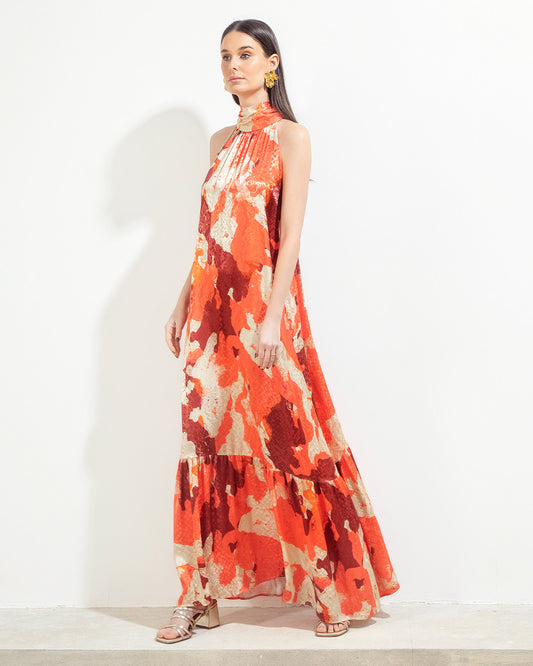 Vestido Lu Jacquard Print Bordo